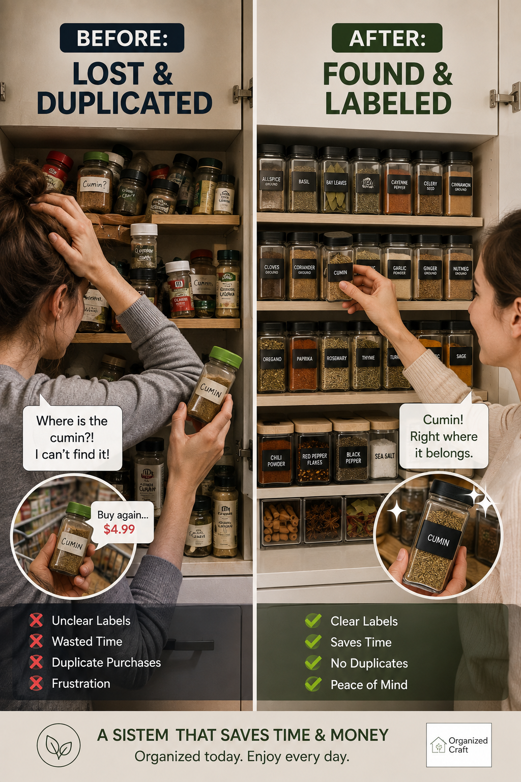 Cooking Disaster: Duplicate Spices You Already Own. Spice Rack Prevents This