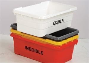 ULTRASOURCE Food Approved Bus Totes/Meat Lug (4 Totes and 4 Frosted Lids, White Edible)