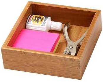 YBM Home Bamboo Drawer Organizer Box Multi-Use Storage for Junk Drawer, Office, Home, Kitchen, Bedroom, Children Room, Craft, Sewing, and Bathroom (2, 6x6x2 inch)