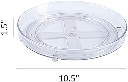 Lazy Susan Rotating Kitchen Turntable Food Storage Spinning Organizer Container for Countertop, Cabinet, Pantry, Fridge, Cupboard, Vanity, Office, Baking Supplies, Spices, Condiments - 10.5" Clear