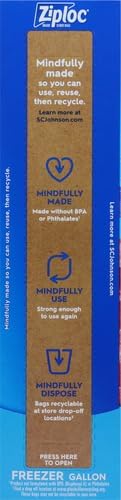 Ziploc Gallon Food Storage Freezer Slider Bags, Power Shield Technology for More Durability, 24 Count (Pack of 2)
