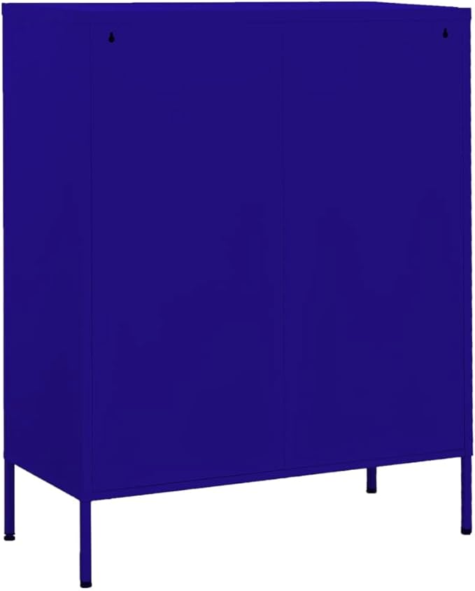 Navy Blue Steel Storage Cabinet with Adjustable Shelves and Sliding Doors, 79.3 Gallon Capacity Medium Cabinet for Home Office or Living Room, Durable Steel Construction
