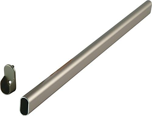 Closet Rod Kit - Oval Rod, 92 inch (2337mm) long with 6 end caps and center support. (Matte Nickel)