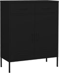 Black Steel Storage Cabinet with Medium Height-Adjustable Shelves, Modern Design for Living Room Office Organization, Durable Metal Furniture with Flexible Modular Assembly