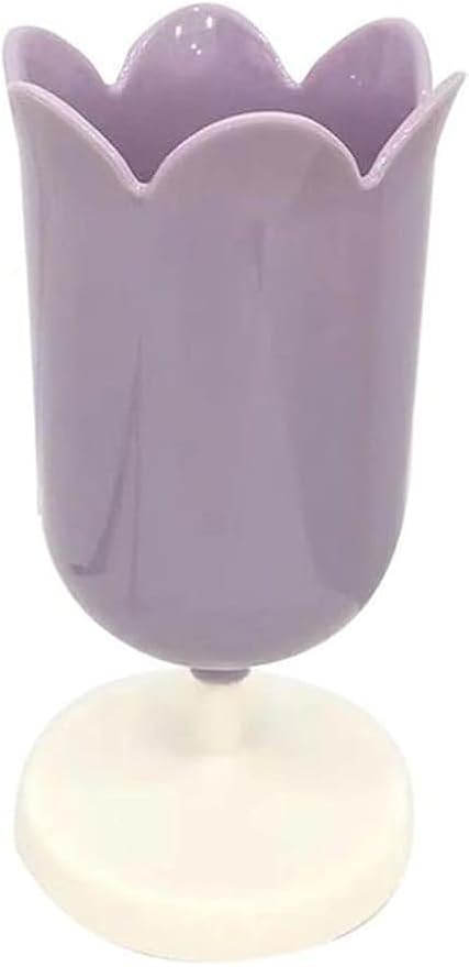 Plastic Tulip Pen Holder Cute Pens Cup for Desk Pen Brush Organizer Office Stationery Supplies Home Decor Desk Supplies Holders and Dispensers (Purple)