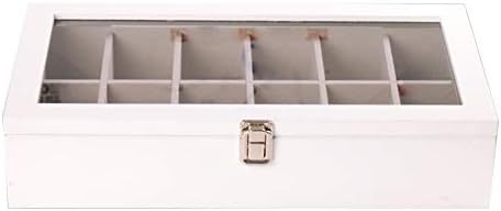Large Solid Wood Storage Box with 12 Compartments & Glass Lid - Versatile Organizer for Home & Office, Ideal for Crafts, Toys, and Accessories