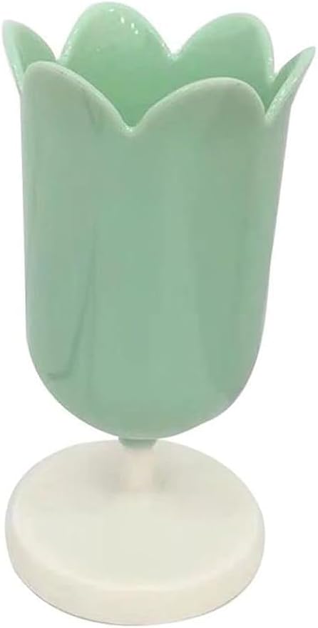 Plastic Tulip Pen Holder Cute Pens Cup for Desk Pen Brush Organizer Office Stationery Supplies Home Decor Desk Supplies Holders and Dispensers (Green)