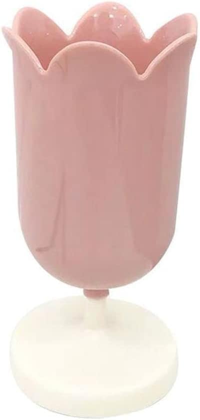 Pink Plastic Tulip Pen Holder Cute Pens Cup for Desk Pen Brush Organizer Office Stationery Supplies Home Decor Desk Supplies Holders and Dispensers(ZS399)