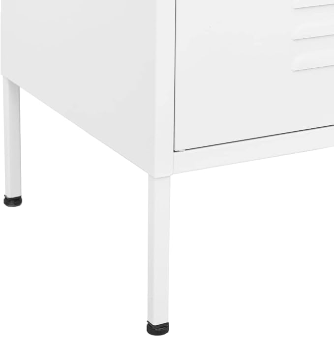 Steel Storage Cabinet White 31.5"x13.8"x40" with 3 Section Drawers for DVDs Multimedia Appliances Books and Small Items, Sturdy Ample Space Organization Unit