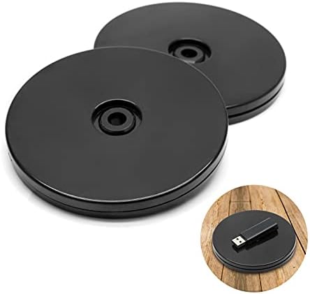 Jersvims 4 Inch Acrylic Cabinet Turntable Platter, Black, 2Pcs | Round Rotating Plate, For Kitchen Pantry Cabinet Desk Rack, Spice Cake Cookie Decorating