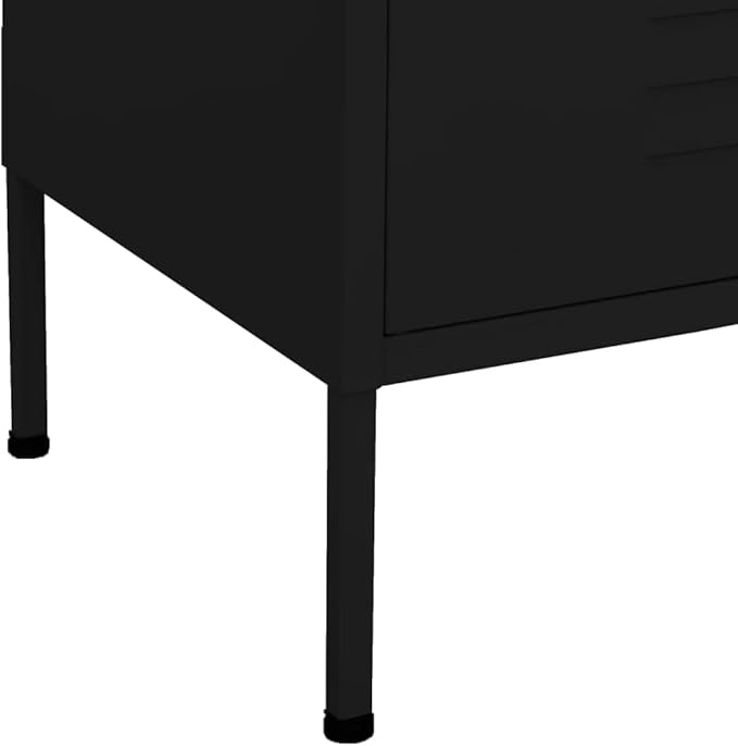 Black Steel Storage Cabinet with Medium Height-Adjustable Shelves for Home Office Organization, Modern Design Furniture with Sturdy Build and Wall Mounting Kit