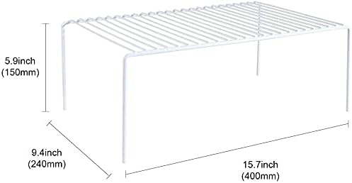 Kitchen Cabinet Shelf Organizer Set of 3, Large (15.7 x 9.4 inch) Metal Wire Pantry Storage Shelves, Dish Plate Racks for Cabinets, Freezer, Counter, Cupboard Organizers and Storage, White