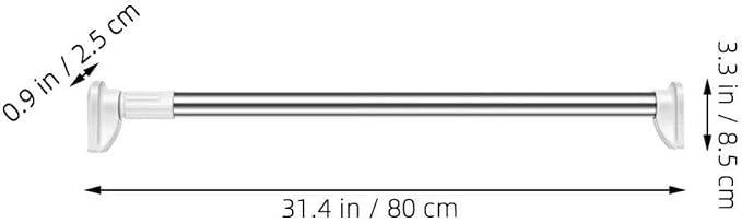 Kichvoe Adjustable Closet Rod 31.49 Inch Telescopic Clothes Drying Pole Lightweight Expandable Wardrobe Bar for Hanging Clothes and Curtains Portable Home Storage Organizer