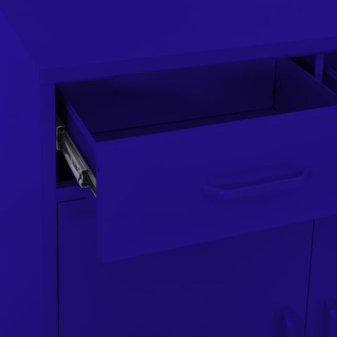 Navy Blue Steel Storage Cabinet with Adjustable Shelves and Sliding Doors, 79.3 Gallon Capacity Medium Cabinet for Home Office or Living Room, Durable Steel Construction