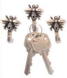 Mini Metal Bumble Bee Hooks, Set of 3, Gold Finish