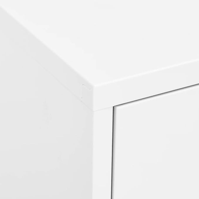 Steel Storage Cabinet White 31.5"x13.8"x40" with 3 Section Drawers for DVDs Multimedia Appliances Books and Small Items, Sturdy Ample Space Organization Unit