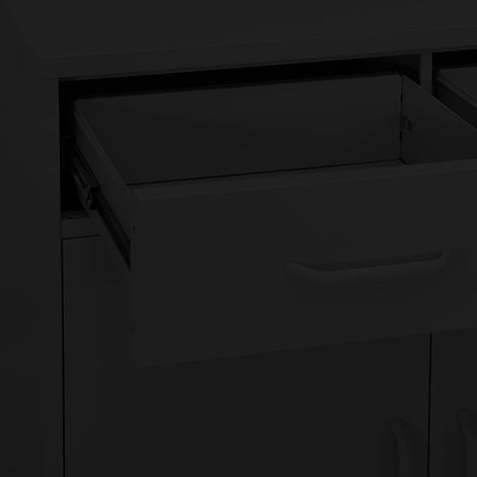 Black Steel Storage Cabinet with Medium Height-Adjustable Shelves, Modern Design for Living Room Office Organization, Durable Metal Furniture with Flexible Modular Assembly