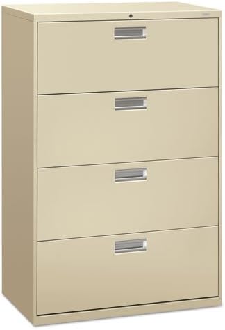 HON 600 Series Standard Lateral Files w/Locks-4 Drawer Lateral File W/Lock, 36"x19-1/4"x53-1/4", Putty