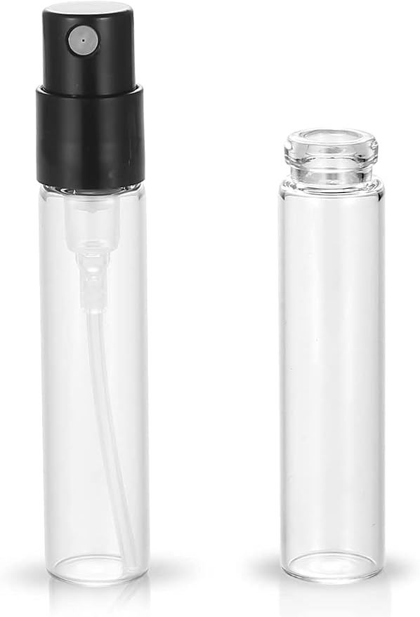 Mini Perfume Travel Refillable Bottle Cologne Sample Pocket Small Empty Glass Spray Bottles Travel Size Atomizer Bottle (50Pack-1.5ML)