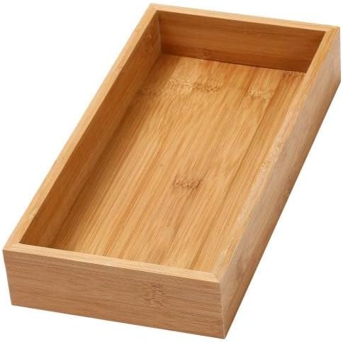 YBM Home Bamboo Drawer Organizer Storage Box for Kitchen Drawer, Junk Drawer, Office, Bedroom, Children Room, Craft, Sewing, and Bathroom, 2 Pack 6x12x2 inch