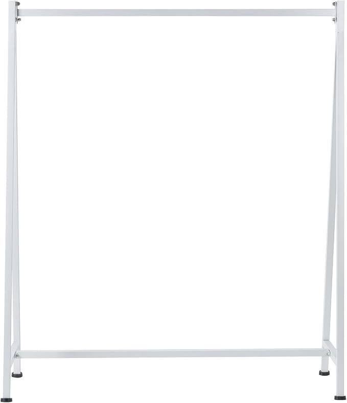 MyGift A-Frame Clothing Rack, 47 Inch Modern Heavy Duty White Metal Wardrobe Clothes Rack, Commercial Grade Freestanding Garment Hanger for Bedroom Closet or Retail Display