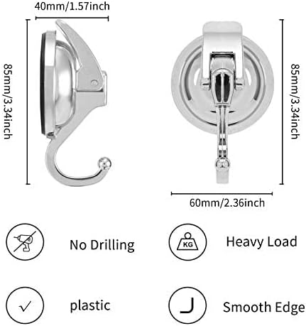 Wreath Hanger, 6 Pack, Silver-Plated Polished Suction Hooks for Window Glass Kitchen Bathroom, Reusable Without Punching for Towel Loofah Robe Coat Wreath Decor, ABS Plastic