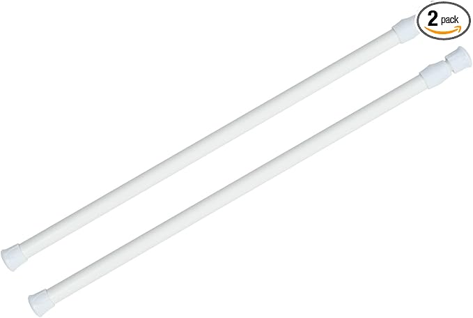 KXLife 2 Pack Spring Tension Curtain Rod for Window 28 to 48 Inch, White | Adjustable Expandable Small Curtain Tension Rods No Drill for Kitchen, Bathroom, Doorway, Cupboard
