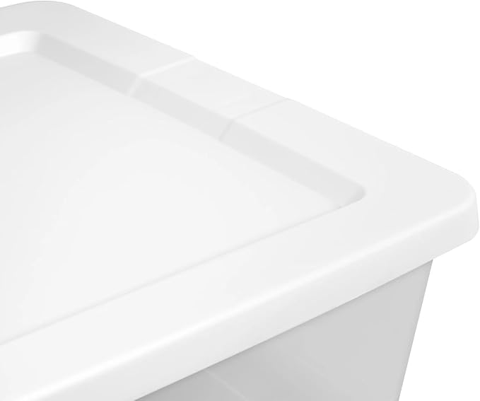 41 Quart Clear Plastic Under Bed Storage Bins with White Lids, Stackable Medium Containers for Closet, Bathroom Organizers and Storage