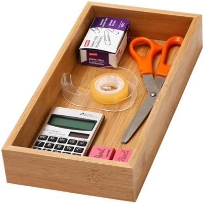 YBM Home Bamboo Drawer Organizer Storage Box for Kitchen Drawer, Junk Drawer, Office, Bedroom, Children Room, Craft, Sewing, and Bathroom, 6 Pack 6x12x2 inch