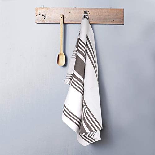 Urban Villa Kitchen Towels 100% Cotton Dish Towels for Kitchen (Set of 6) 20”x30” Dish Cloths Highly Absorbent Kitchen Linen Set with Hanging Loop Perfect for Drying Dishes Cleaning Towels-Grey White