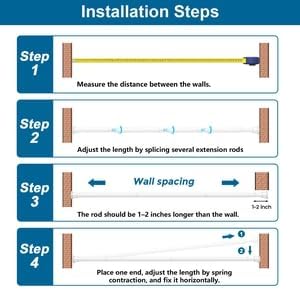 Tension Curtain Rod,31-62 Inches White Shower Rod | No Drilling Installation,11 lbs Max Load,7/8inch Spring Rod Diameter, Adjustable for Doorway, Closet, Kitchen,Bathroom