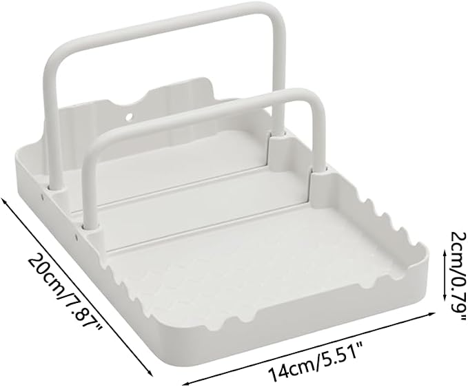 MiOYOOW Pot Lid Holder, Chopping Board Rack with Spoon Rest Non-Slip Pan Organiser for Baking Tray Cookware Kitchen Barbecue