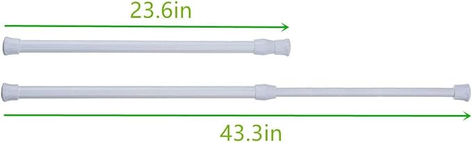 6 Pack Spring Tension Curtain Rod, 23.6-43.3 Inches Tension Rods Cupboard Bars Adjustable Spring Steel Tensions Rod Shower Rod Closet Rod