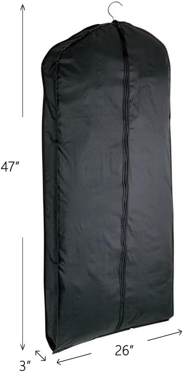 Lewis N. Clark Travel Garment Bag Cover for Airplane, Car, Everyday Use-Heavy-Duty, Lightweight, Water-Resistant, Perfect for Suits, Dresses, or Uniforms, 47” Length, Black, One Size