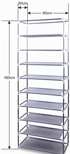 Shoe Rack, 10 Tier Shoe Organizer with Dust Cover, Shoe Storage Shelf for 20-27 Pairs of Shoes, Designed for Doorways, Entryway, Suitable for Sneakers, High Heels, Flats, and Boots (Rose Red)