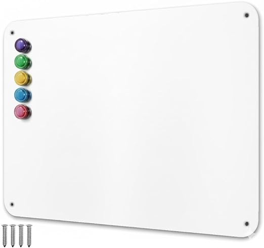 9 inches x 6.5 inches Stainless Steel Plate for Magnets, 3M Adhesive Back, Mounting Screws, Ideal for Magnetic Shelf, Spice Holders, Fridge Magnets. Mount Anywhere! (White, 1 Pack)