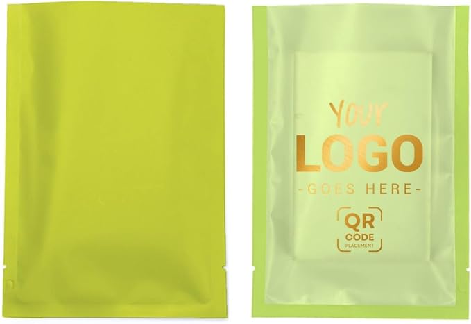 100PCS Customized Vacuum Heat Seal Bag,Open Top Packaging Bag with Clear Front,Single Color Printing for Logo/Text/QR Code (Green, 10 * 15CM/4.0"*6.0"-100PCS-One Color Print)