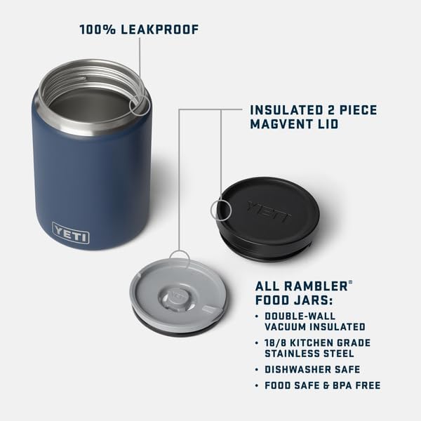 YETI Rambler 24 oz Food Jar, Vacuum Insulated, Stainless Steel, With Airtight Lid, Black Forest Green
