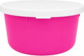 Correct Connect RCC Mini 1 Gallon Horse Feed Storage Bowl with Snap Lid, Feed Container for Treats and Supplements, BPA Free Food Grade Feed Bucket, Stackable (Pink)