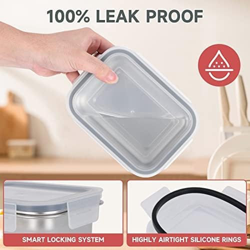 Cykorxicc 12PC 304 Stainless Steel Food Storage Containers with Lids Leakproof, Meal Prep Container Airtight, Lunch Boxes, Kimchi Containers for food storage Nestable | Oven/Dishwsher/Freezer Safe