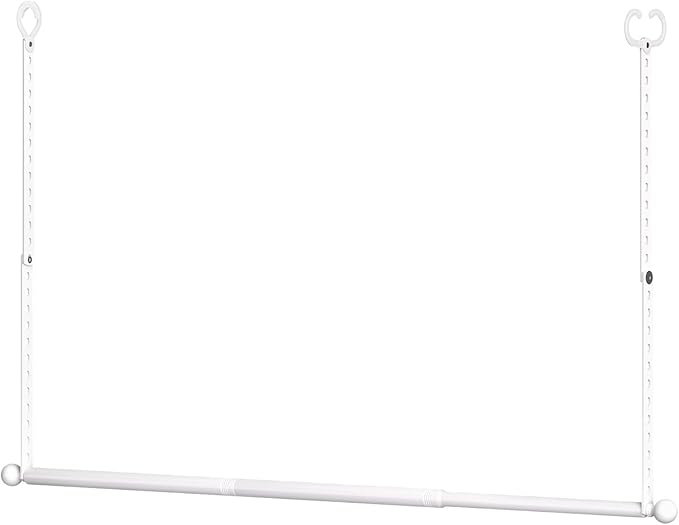 SUTINE Closet Rods for Hanging Clothes, Adjustable Closet Extender Hanging Rod, Space-Saving Closet Rod Extender Clothes Hanging Bar, Closet Poles for Hanging Clothes Organizer (White, 31.5-47.2 IN)