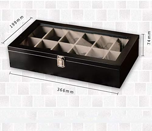 Large Solid Wood Storage Box with 12 Compartments and Glass Lid - Multi-Functional Organizer for Home, Office, Crafts, and Toys