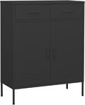 Anthracite Steel Storage Cabinet with 2 Doors and 2 Drawers, Adjustable Shelf and Levelers for Stability, Modern Industrial Furniture for Home Office Organization