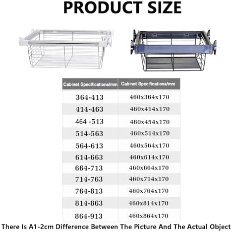Pull-Out Wire Baskets,Closet Pull-Out Baskets,Retractable Drawer-Style Basket,Sliding Mesh Cabinet Basket,for Home/Laundry/Bathroom/Mudroom(Color2,464-513mm)