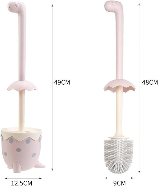 Toilet Brush Set, Compact Size Toilet Bowl Brush and Holder Toilet Bowl Scrubber with Silicone Bristles, No Dead Angle Home Cleaning Utensils Bathroom Accessories (Color : Blue) (Pink)