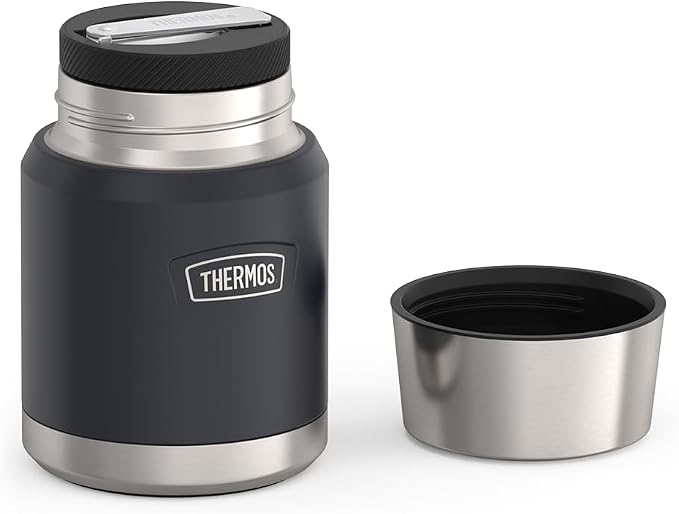 THERMOS ICON Stainless Steel Food Jar with Spoon, 16 Ounce, Granite