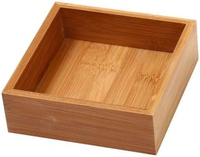 YBM Home Bamboo Drawer Organizer Box Multi-Use Storage for Junk Drawer, Office, Home, Kitchen, Bedroom, Children Room, Craft, Sewing, and Bathroom (2, 6x6x2 inch)