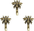 Mini Metal Bumble Bee Hooks, Set of 3, Gold Finish