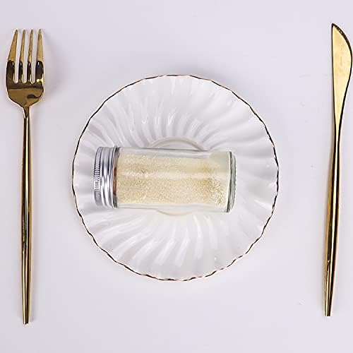 Tebery 12 Pack Round Spice Bottles 3oz Glass Spice Jars with Silver Metal Lids, Shaker Tops, Wide Funnel and Labels