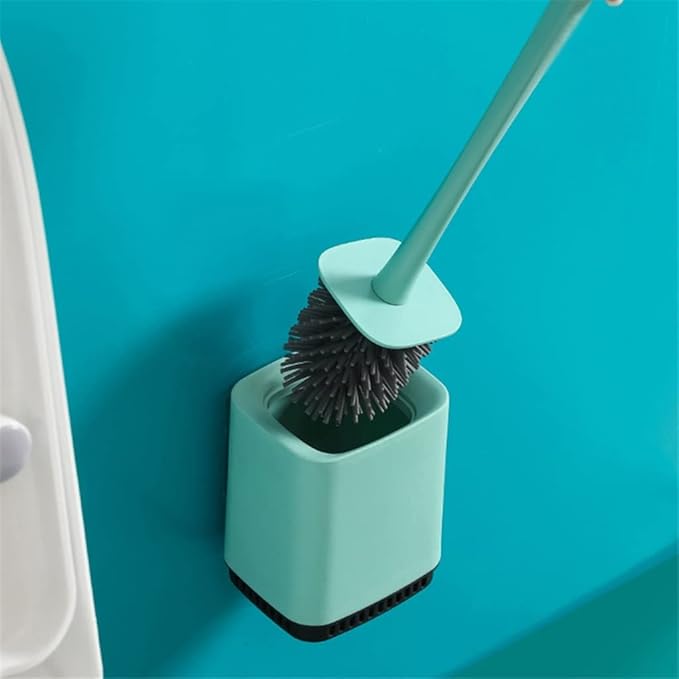 Toilet Brush Cleaning Brush Toilet Accessories Home Floor-Standing Wall-Mounted WC Bathroom Parts Sets Lavatory Cleaning Tool Cleaner Drawer Bathroom Toilet Brush Holder (White) (Green)
